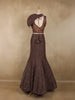 Coffee Brown Heavy Sequins and Beads Embroidered Design Net Mermaid Lehenga