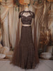Coffee Brown Heavy Sequins and Beads Embroidered Design Net Mermaid Lehenga with Cape