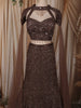 Coffee Brown Heavy Sequins and Beads Embroidered Design Net Mermaid Lehenga with Cape