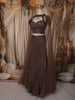 Coffee Brown Heavy Sequins and Beads Embroidered Design Net Mermaid Lehenga with Cape