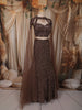Coffee Brown Heavy Sequins and Beads Embroidered Design Net Mermaid Lehenga with Cape