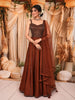 Coffee Brown Heavy Silver Beads Embellished Design Semi Silk Party Wear Lehenga With Matching Dupatta