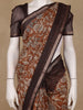 Coffee Brown Kalamkari Printed Tussar Silk Saree - Diadem