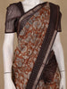 Coffee Brown Kalamkari Printed Tussar Silk Saree - Diadem
