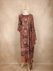 Coffee Brown Kashmiri Floral Printed Design Crepe Straight Cut Salwar Suit with Dupatta
