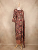 Coffee Brown Kashmiri Floral Printed Design Crepe Straight Cut Salwar Suit with Dupatta
