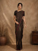 Coffee Brown Mini Checks And Floral Design Tussar Saree