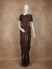Coffee Brown Mini Checks And Floral Design Tussar Saree