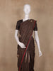 Coffee Brown Mini Checks And Floral Design Tussar Saree