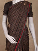 Coffee Brown Mini Checks And Floral Design Tussar Saree