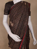 Coffee Brown Mini Checks And Floral Design Tussar Saree