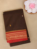 Coffee Brown Paisley Design Cotton Saree With Contrast Border