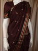 Coffee Brown Peacock Butta Zari Woven Design Pure Kanchipuram Silk Saree with Contrast Varisai Pattu Border