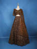 Coffee Brown Sequins And Beads Embellished Net Lehenga With Net Dupatta