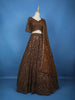 Coffee Brown Sequins And Beads Embellished Net Lehenga With Net Dupatta
