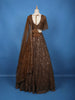 Coffee Brown Sequins And Beads Embellished Net Lehenga With Net Dupatta