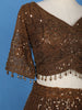 Coffee Brown Sequins And Beads Embellished Net Lehenga With Net Dupatta
