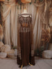 Coffee Brown Sequins and Beads Embroidered Design Shimmer Indo Western Skirt and Top  With Over Coat