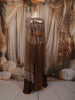 Coffee Brown Sequins and Beads Embroidered Design Shimmer Indo Western Skirt and Top  With Over Coat