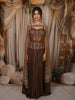Coffee Brown Sequins and Beads Embroidered Design Shimmer Indo Western Skirt and Top  With Over Coat