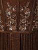 Coffee Brown Sequins and Beads Embroidered Design Shimmer Indo Western Skirt and Top  With Over Coat