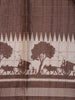Coffee Brown Striped Design Semi Tussar Silk Saree with Elephant Pattern Zari Border