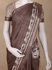 Coffee Brown Striped Design Semi Tussar Silk Saree with Elephant Pattern Zari Border