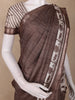 Coffee Brown Striped Design Semi Tussar Silk Saree with Elephant Pattern Zari Border
