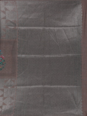 Coffee Brown floral Design Semi Tissue Saree - Diadem