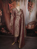Coffee Mauve Butta Zari Woven Design Tissue Silk Straight Cut Salwar Suit with Dupatta
