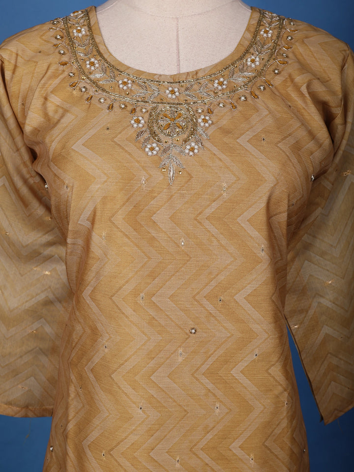 Coffee Brown Floral Design Printed Organza Salwar Suit - Diadem