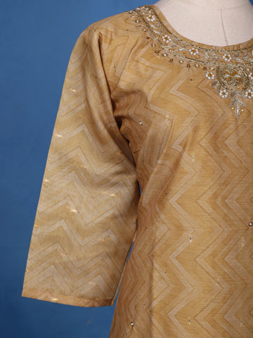 Coffee Brown Floral Design Printed Organza Salwar Suit - Diadem