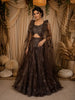 Coffee Brown Heavy Sequins and Beads Embroidered Design Mermaid Net Lehenga With Ruffled Cape