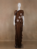 Coffee Brown Leaf Motif Woven Banarasi Silk Saree - Diadem
