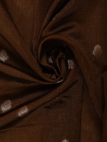 Coffee Brown Leaf Motif Woven Banarasi Silk Saree - Diadem