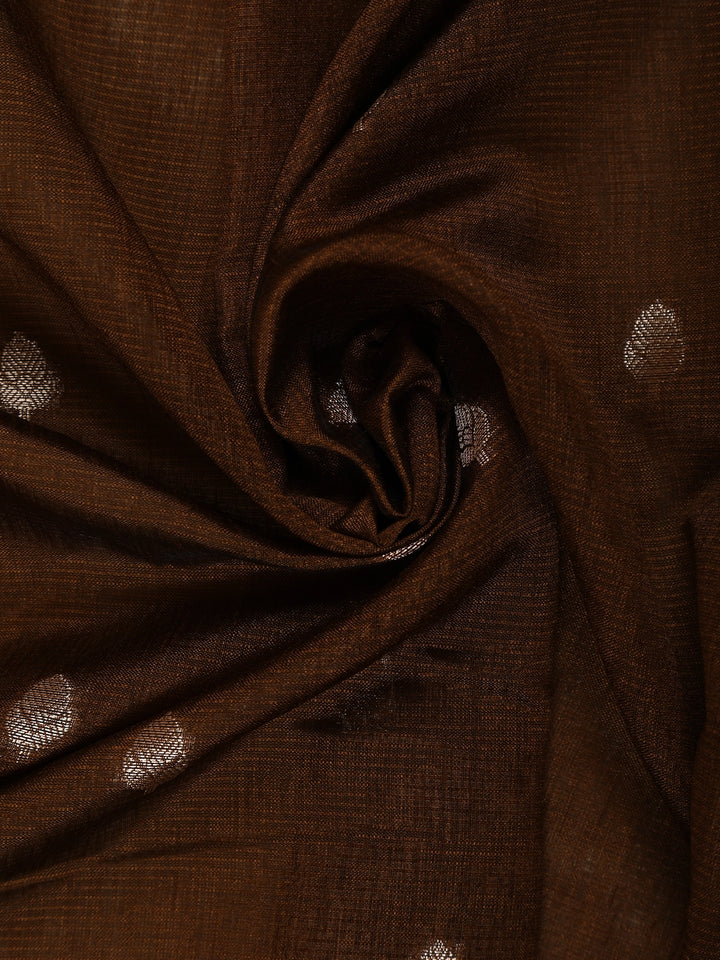 Coffee Brown Leaf Motif Woven Banarasi Silk Saree - Diadem