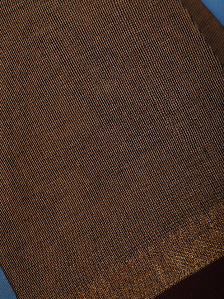 Coffee Brown Plain Cotton Saree - Diadem