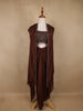 Coffee Brown Sequin Embellished Crop Top with Draped Skirt