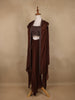 Coffee Brown Sequin Embellished Crop Top with Draped Skirt