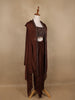 Coffee Brown Sequin Embellished Crop Top with Draped Skirt