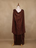 Coffee Brown Sequin Embellished Crop Top with Draped Skirt