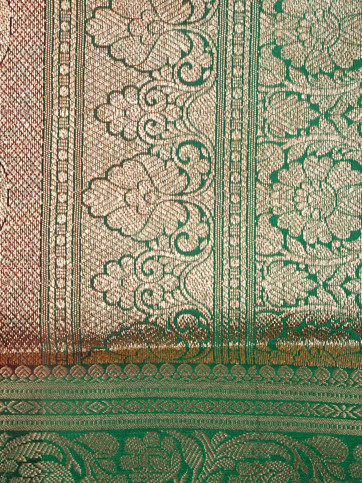 Coffee Brown Solid Woven Banarasi Silk Saree - Diadem