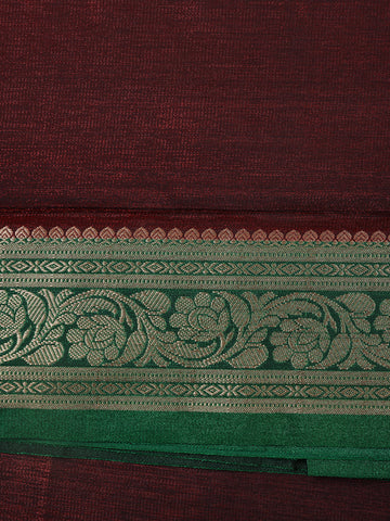 Coffee Brown Solid Woven Banarasi Silk Saree - Diadem