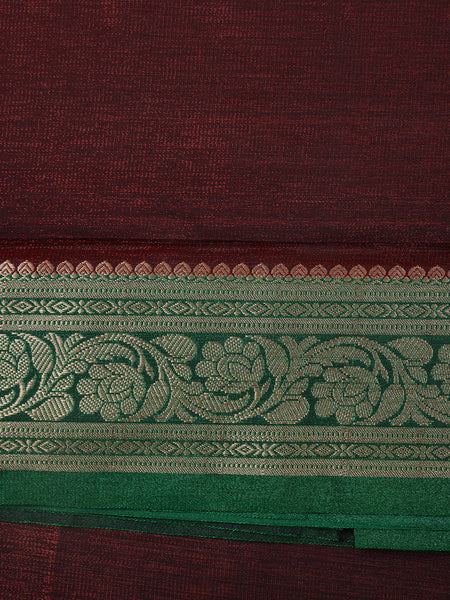 Coffee Brown Solid Woven Banarasi Silk Saree - Diadem