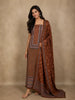 Coffee Brown Traditional Ajrakh Printed Design Cotton Unstitched Salwar Material with Dupatta