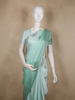 Cool Mint Aqua Green Stone Embellished Design Satin Designer Saree with Designer Border