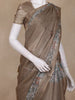 Copper Brown Animal Motif Design Tissue Silk Saree with Zari Border