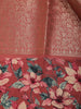 Copper Brown Floral Design Semi Tissue Silk Saree