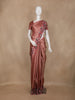 Copper Brown Floral Design Semi Tissue Silk Saree