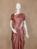 Copper Brown Floral Design Semi Tissue Silk Saree